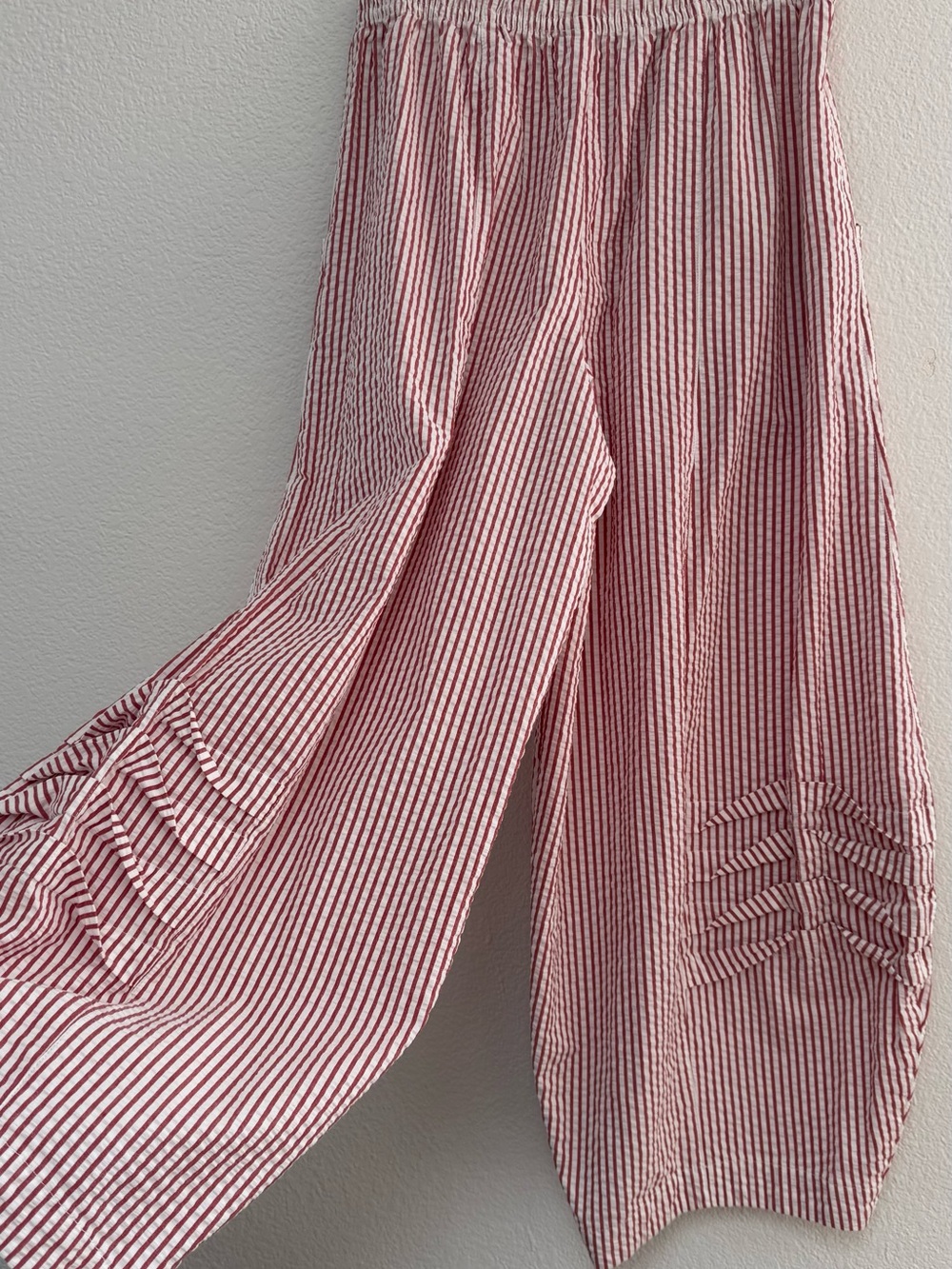 Casual Red & White Striped Wide-Leg Pants - Picture 2 of 5